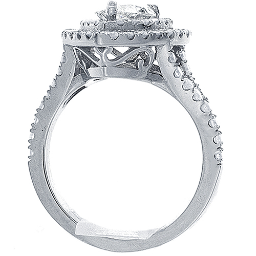 Pear Shape Double Halo Ring